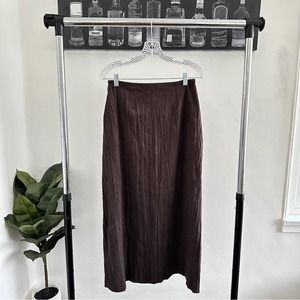 J Jill Brown Crinkle Fabric Midi Skirt Size 6